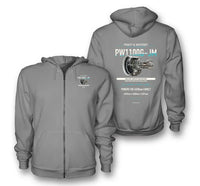 Thumbnail for PW1100G-JM design on gray zipped hoodie