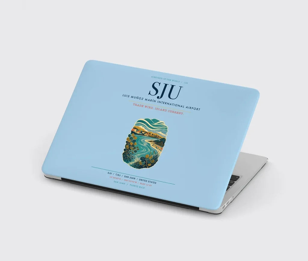 Luis Muñoz Marín International Airport San Juan (SJU) design on light blue MacBook case