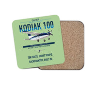 Thumbnail for Daher Kodiak 100 Series III design on light green 1 piece coaster