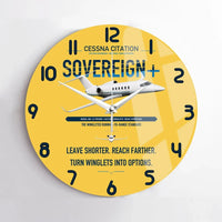 Thumbnail for Cessna Citation Sovereign+ design on yellow no frame wall clock