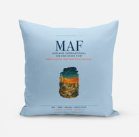 Thumbnail for Midland International Air and Space Port (MAF) design on light blue pillow