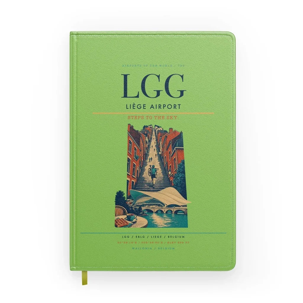 Liège Airport (LGG) design on light green notebook