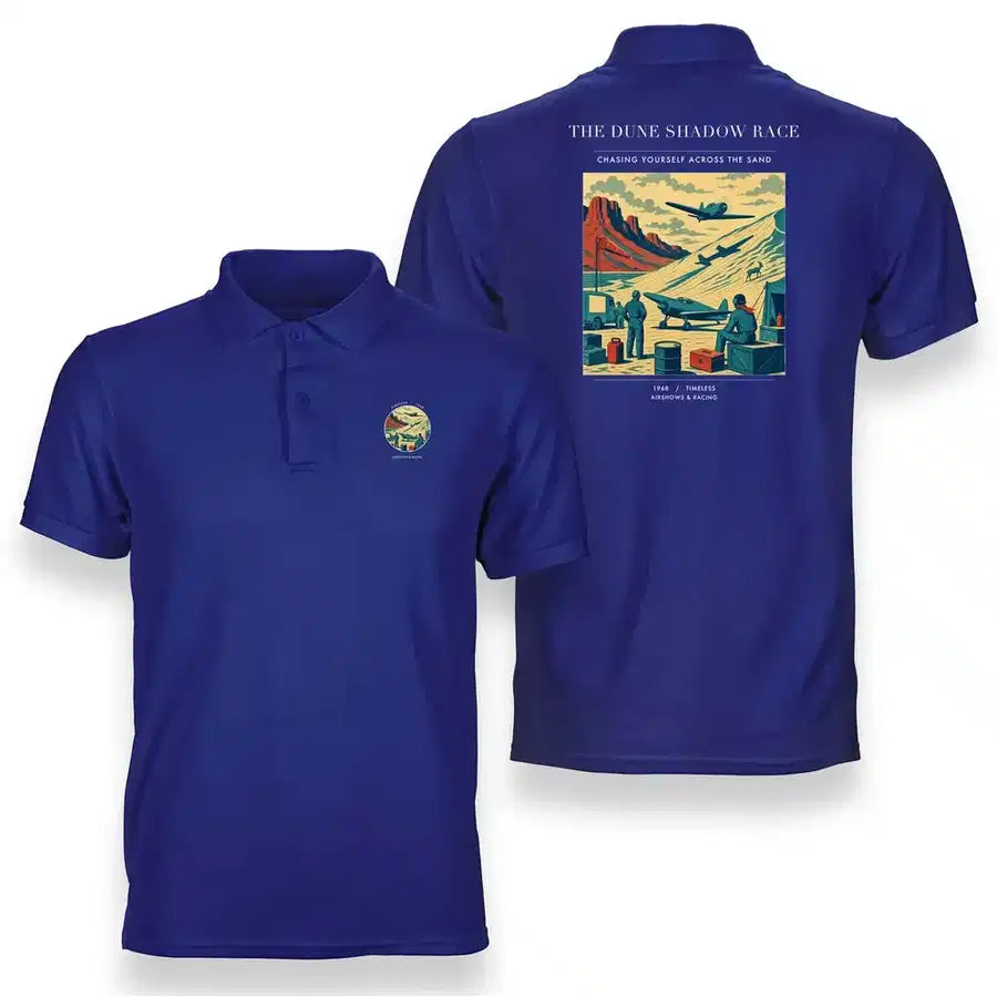 VINTAGE G4334 - The Dune Shadow Race - Double-Side Polo T-Shirt design on blue