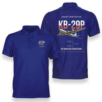 Thumbnail for KB-29P SUPERFORTRESS design on blue double-side polo t-shirt, double-side print