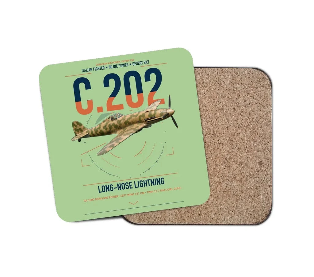 Macchi C.202 Folgore design on light green 1 piece coaster