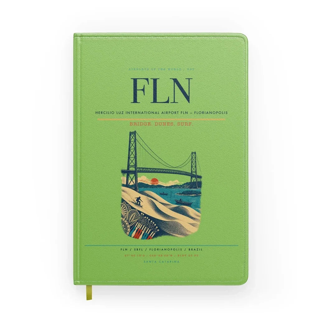Hercilio Luz International Airport (FLN) design on light green notebook
