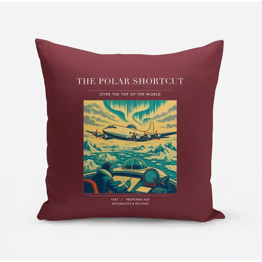 VINTAGE G4086 - The Polar Shortcut - Designed Pillows design on darkred