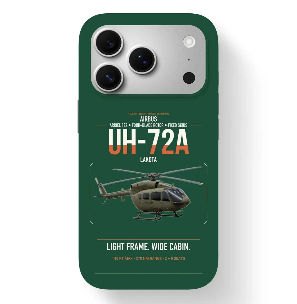 Airbus UH-72A Lakota design on dark green magsafe iphone case, for iPhone 17 Pro