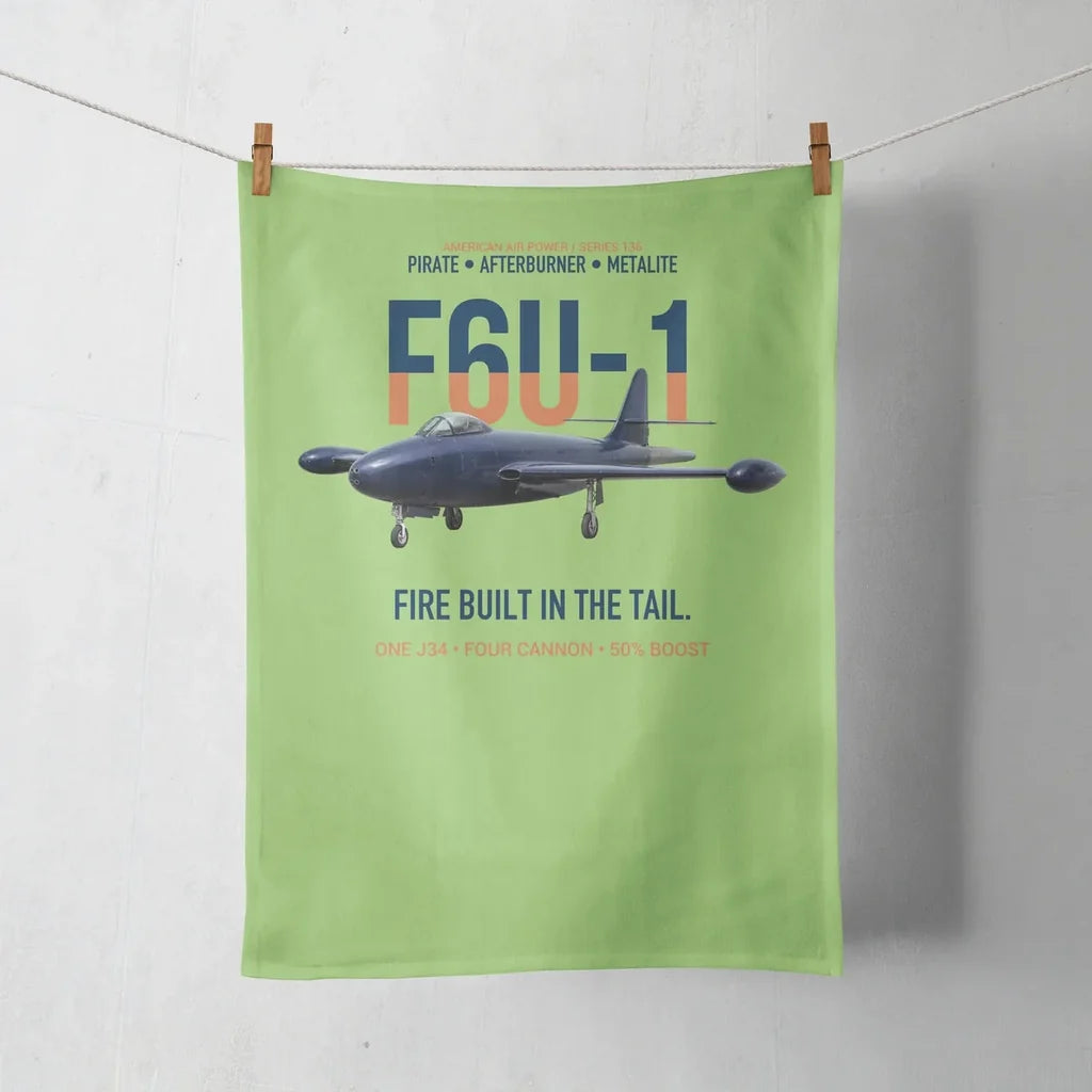 F6U-1 Pirate Fire Built in the Tail design on light green towel