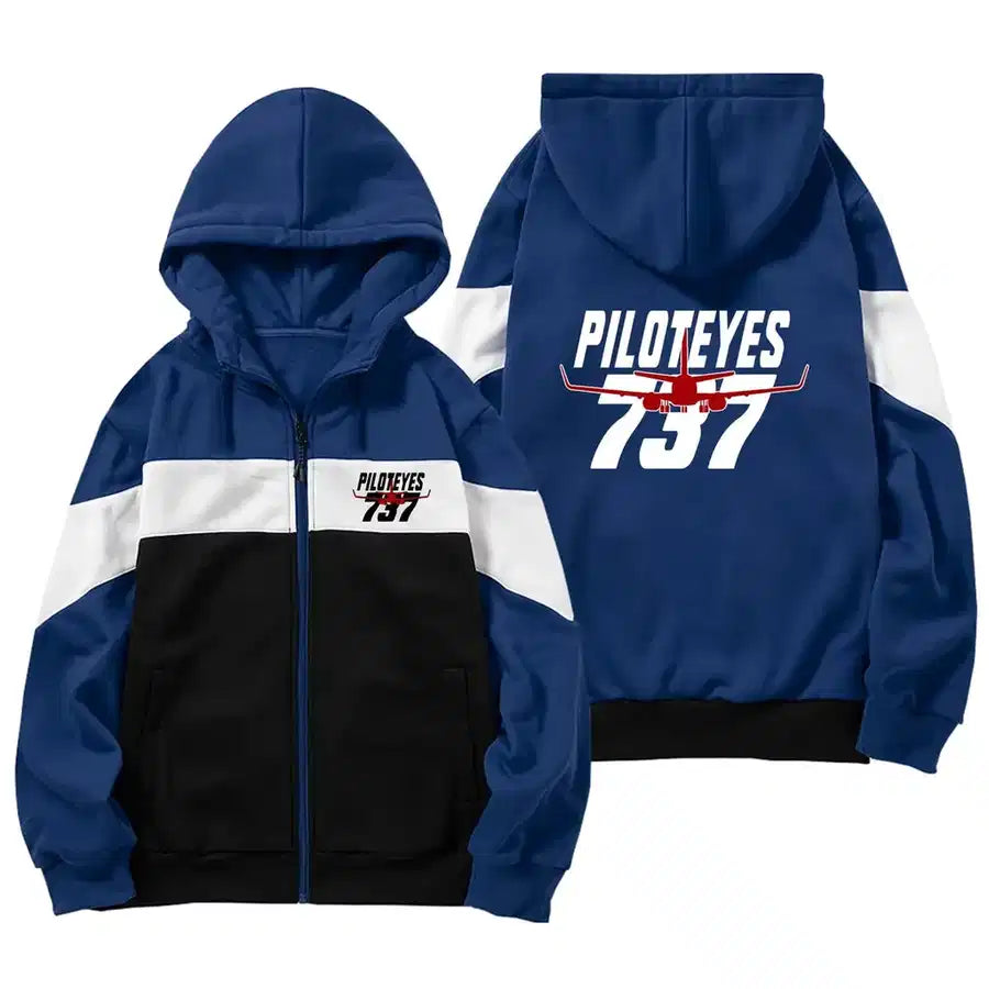 Amazing Piloteyes737 Zipped Hoodie - Colourful - Dark Blue