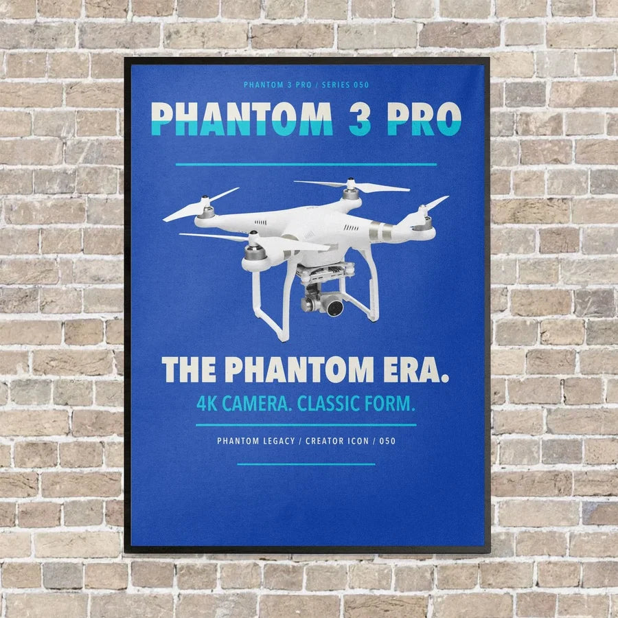 DJI Phantom 3 Professional vertical canvas print - framed - blue background