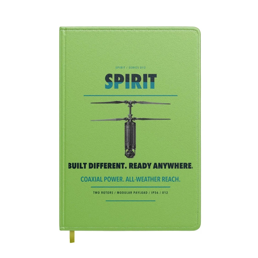 Ascent AeroSystems Spirit design on light green notebook