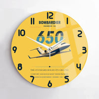 Thumbnail for Bombardier Challenger 650 design on yellow no frame wall clock