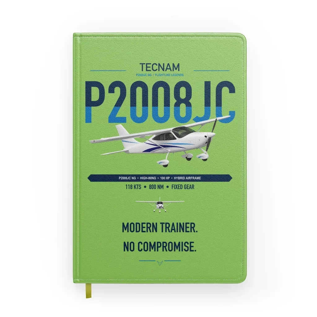 Tecnam P2008JC NG design on light green notebook