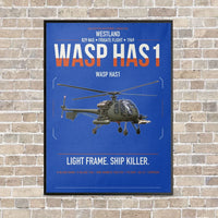 Thumbnail for Westland Wasp HAS1 vertical canvas print - framed - blue background