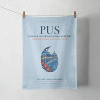 Thumbnail for Gimhae International Airport Busan (PUS) design on light blue towel