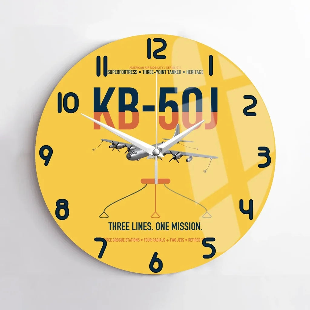 KB-50J Superfortress design on yellow no frame wall clock
