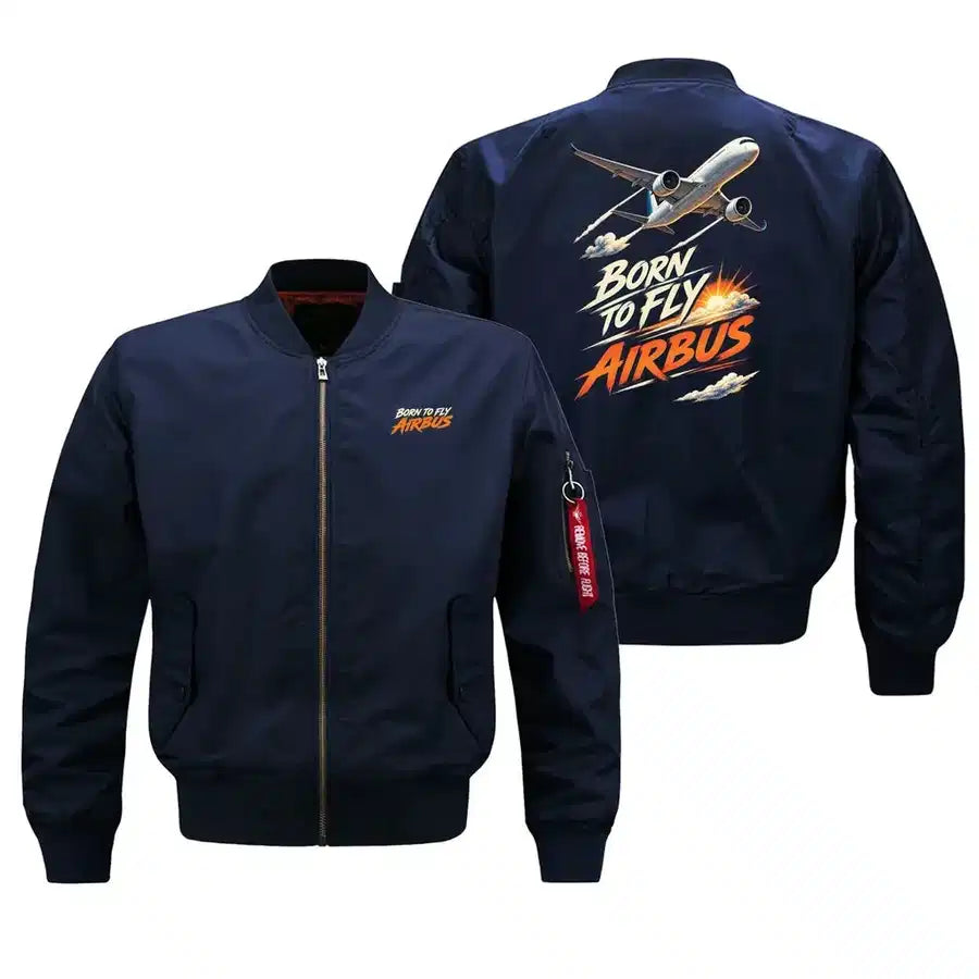 SIGNAL 608 - Born To Fly Airbus - Bomber Jacket design on blue bomber jacket