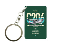 Thumbnail for Cessna 206 Stationair design on dark green designed key chain, double-side print