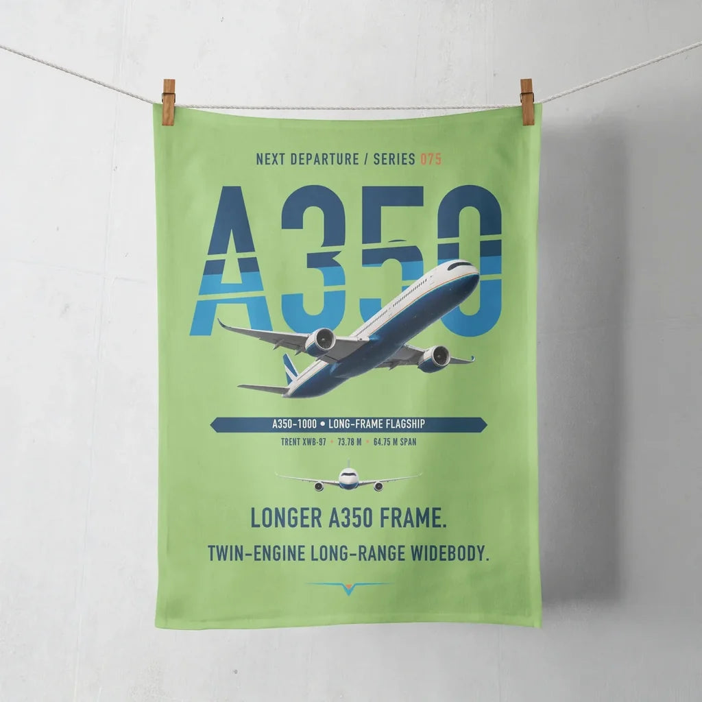 Airbus A350-1000 design on light green towel
