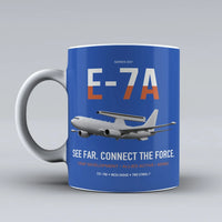 Thumbnail for E-7A Wedgetail design on blue ceramic mug, double-side print
