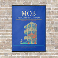 Thumbnail for Mobile Regional Airport MOB vertical canvas print - framed - blue background
