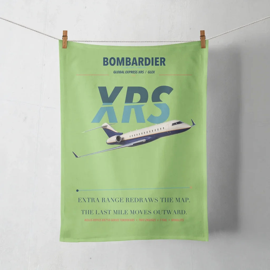 Bombardier Global Express XRS design on light green towel
