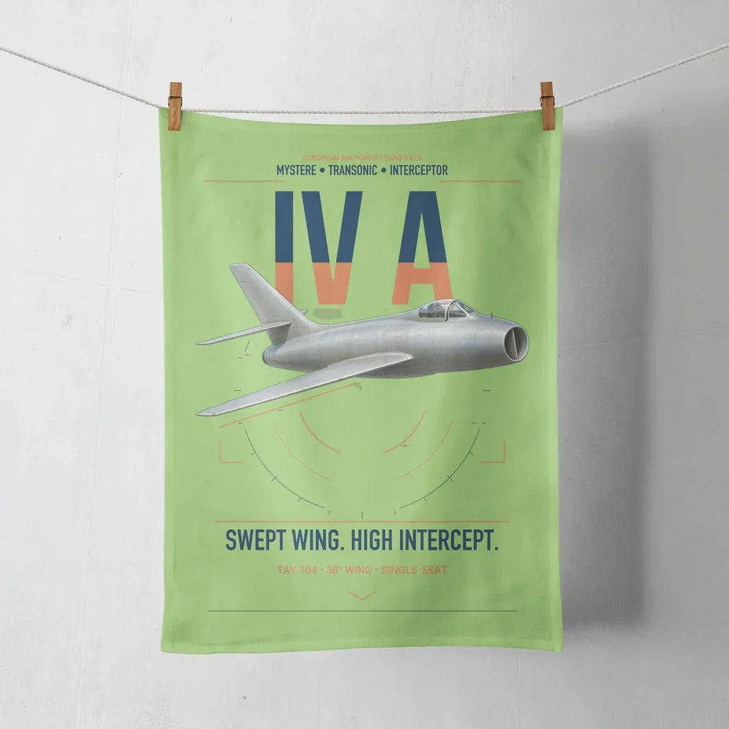 Dassault Mystère IV A design on light green towel