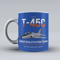 Thumbnail for T-45C Goshawk design on blue ceramic mug, double-side print