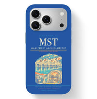 Thumbnail for Maastricht Airport (MST) design on blue iPhone 17 Pro MagSafe case