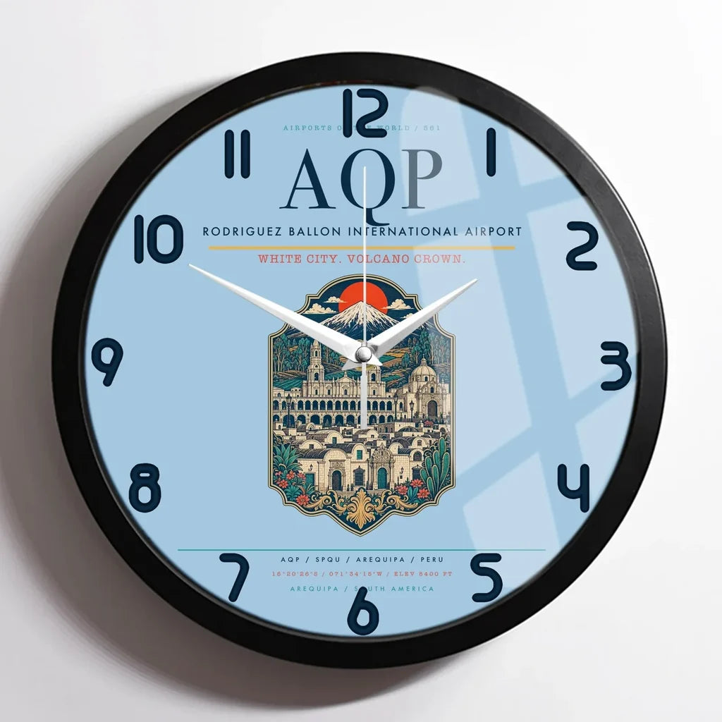 Rodriguez Ballon International Airport AQP Wall-Clock Framed - Light Blue