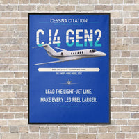 Thumbnail for Cessna Citation CJ4 Gen2 vertical canvas print - framed - blue background