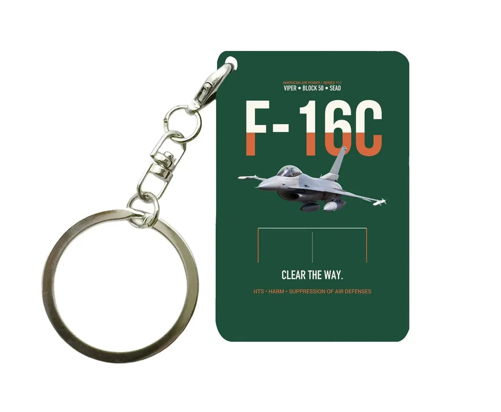 F-16C FIGHTING FALCON Key Chain design on dark green key chain