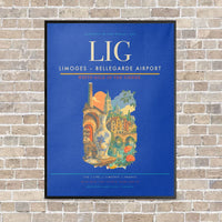 Thumbnail for Limoges – Bellegarde Airport LIG vertical canvas print - framed - blue background