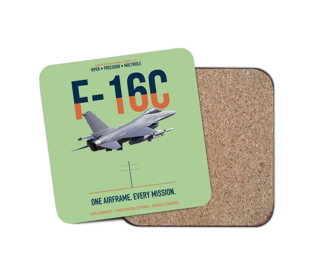 F-16C Fighting Falcon One Airframe Every Mission design on light green 1 piece coaster