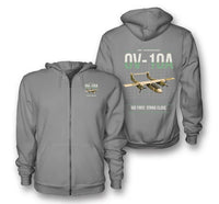 Thumbnail for OV-10A Bronco design on gray premium zipped hoodie