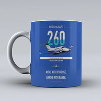 Thumbnail for Beechcraft King Air 260 design on blue ceramic mug, double-side print