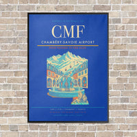 Thumbnail for Chambéry-Savoie Airport CMF vertical canvas print - framed - blue background