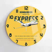 Thumbnail for Bombardier Global Express design on yellow no frame wall clock