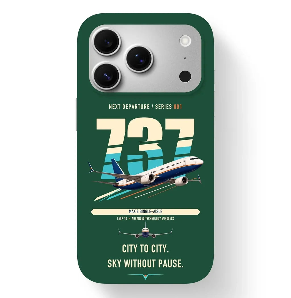 Boeing 737 MAX 8 design on dark green magsafe iphone case