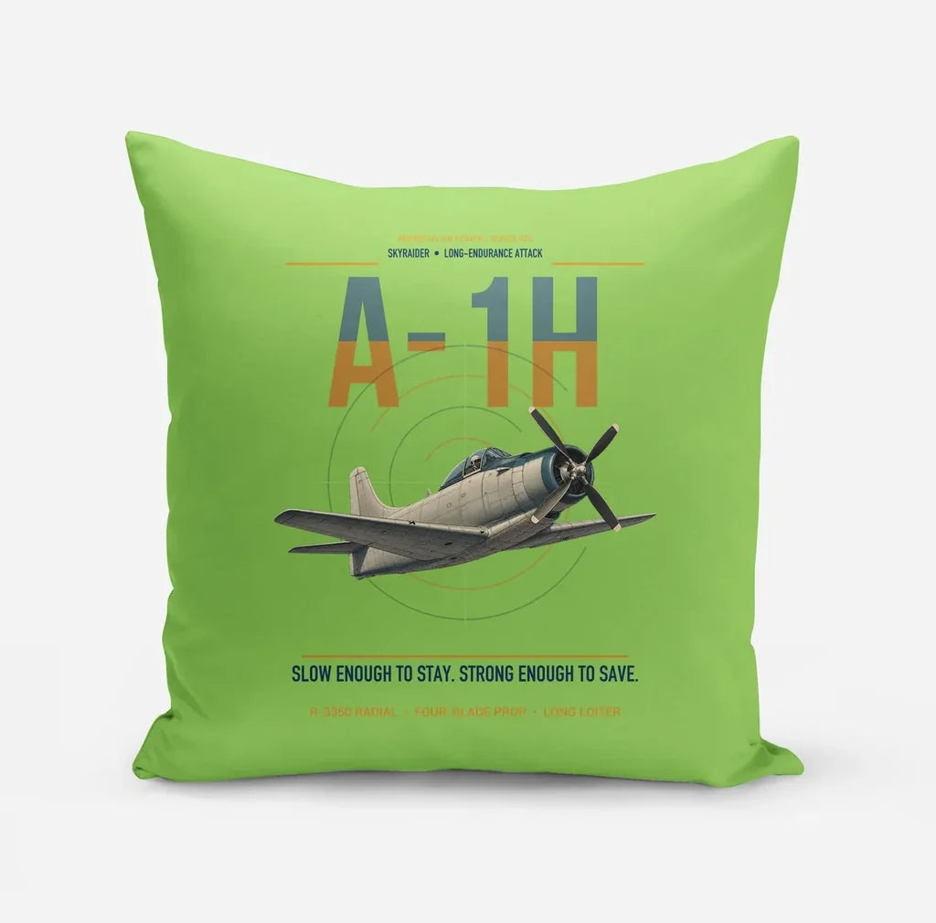 A-1H Skyraider design on light green pillow