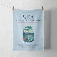 Thumbnail for Seattle-Tacoma International Airport (SEA) design on light blue towel
