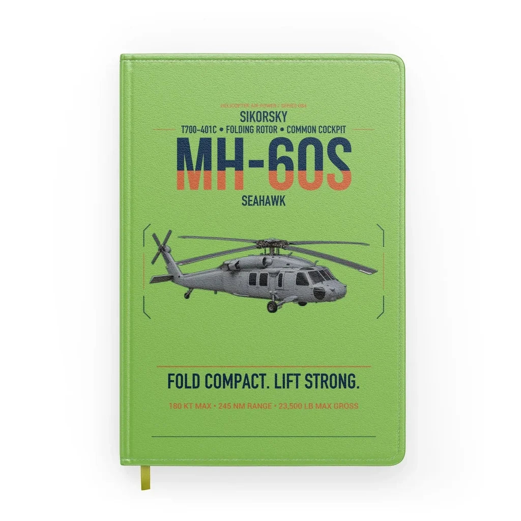 Sikorsky MH-60S Seahawk design on light green notebook
