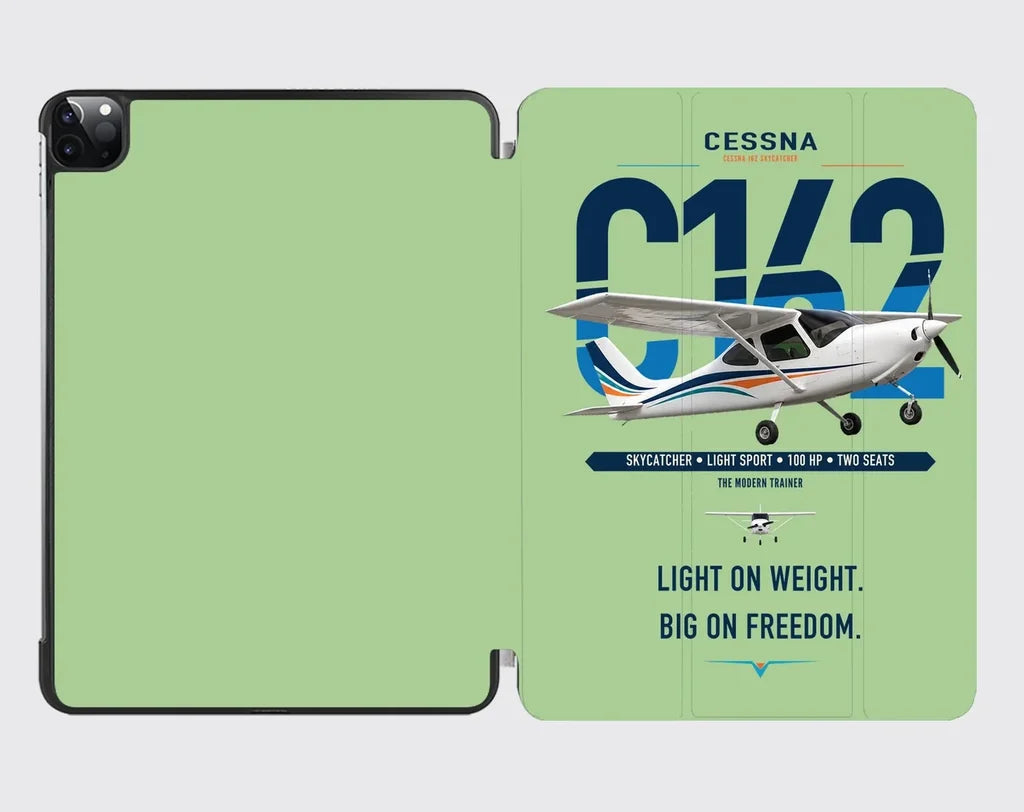 Cessna 162 Skycatcher design on light green ipad tablet case