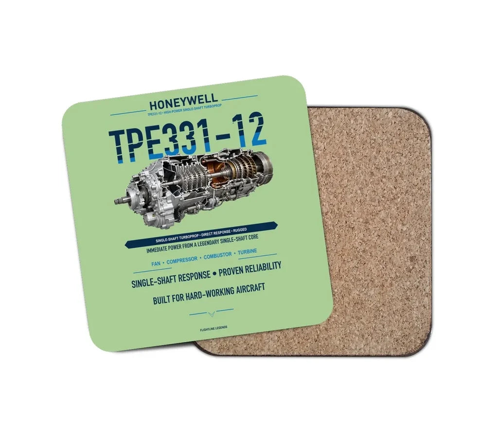 TPE331-12 design on light green 1 piece coaster