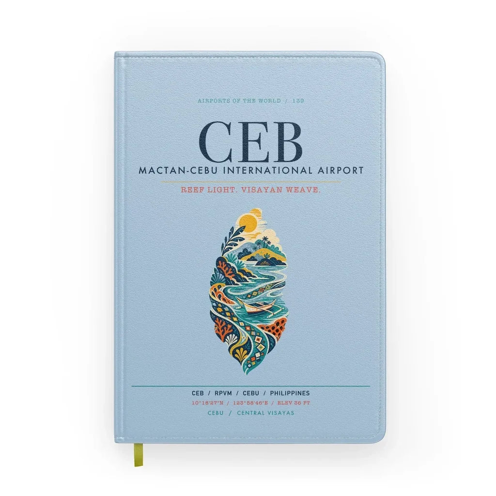 Mactan-Cebu International Airport (CEB) design on light blue notebook