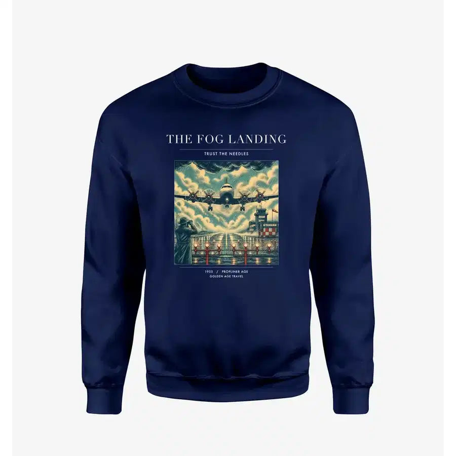 VINTAGE G4095 - The Fog Landing - Designed Sweatshirts design on navyblue