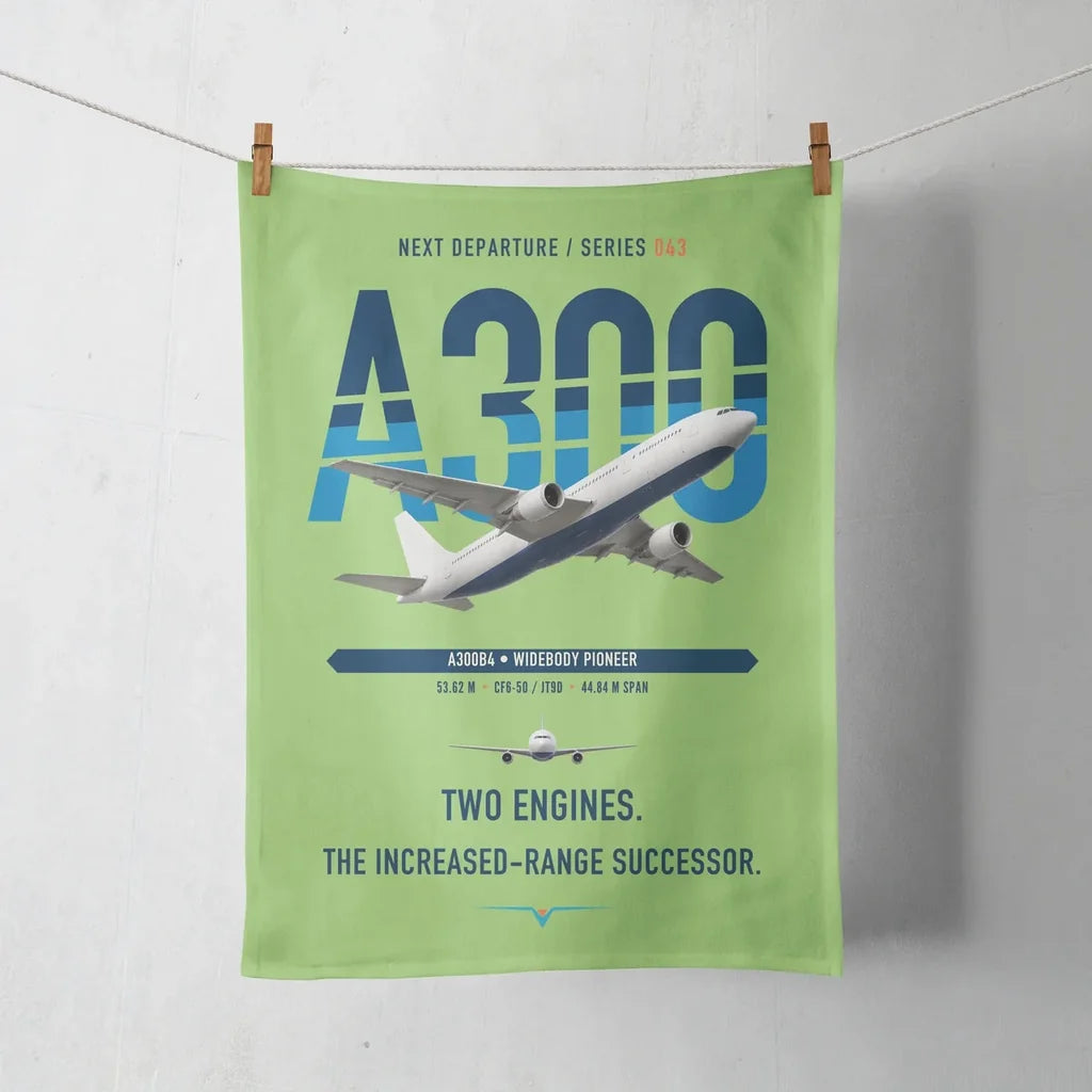 Airbus A300B4 design on light green towel