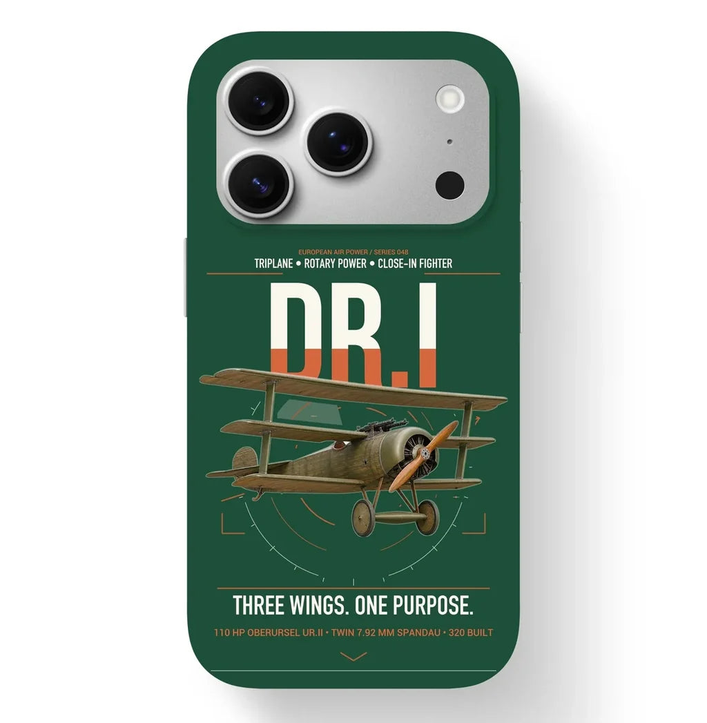 Fokker Dr.I design on dark green magsafe iphone case, for iPhone 17 Pro