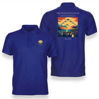 Thumbnail for VINTAGE G4260 - The Twilight Flypast - Double-Side Polo T-Shirt design on blue